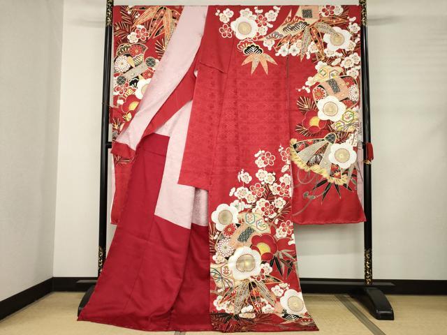 平和屋着物●豪華振袖 駒刺繍 松竹梅吉祥花文 金彩 仮絵羽 逸品 未使用 AABC9208ck