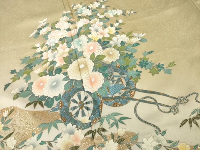 平和屋着物●訪問着 花車文 金彩 正絹 逸品 AABC9231ck