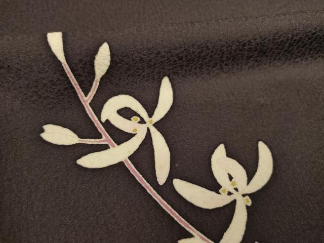 平和屋着物●本加賀友禅作家 茶谷孝志 訪問着 草花文 蘭の花 正絹 逸品 AABC9238ck