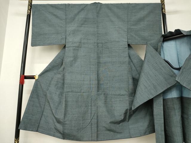 平和屋着物●男性 紬 アンサンブル 網代織 正絹 逸品 AABC9261ck