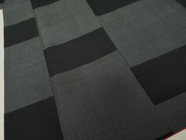 平和屋着物●本塩沢 横段文 黒地 正絹 逸品 AABC9270ck