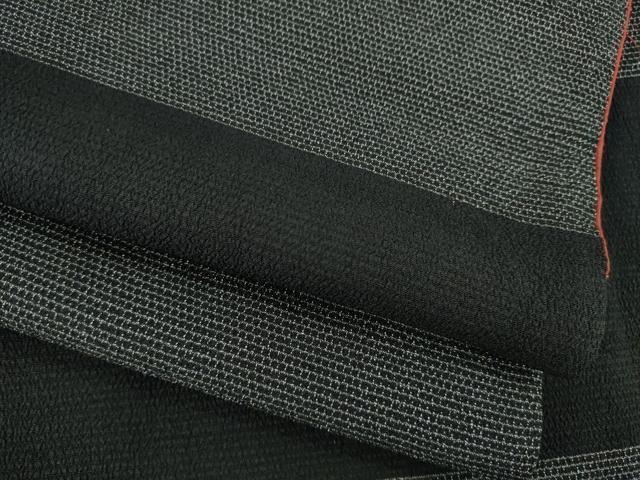 平和屋着物●本塩沢 横段文 黒地 正絹 逸品 AABC9270ck