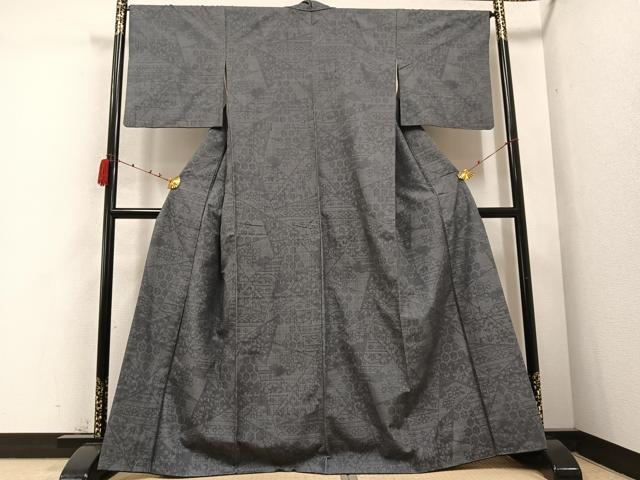 平和屋着物●結城紬 80亀甲 亀甲花文 正絹 逸品 AABC9297ph