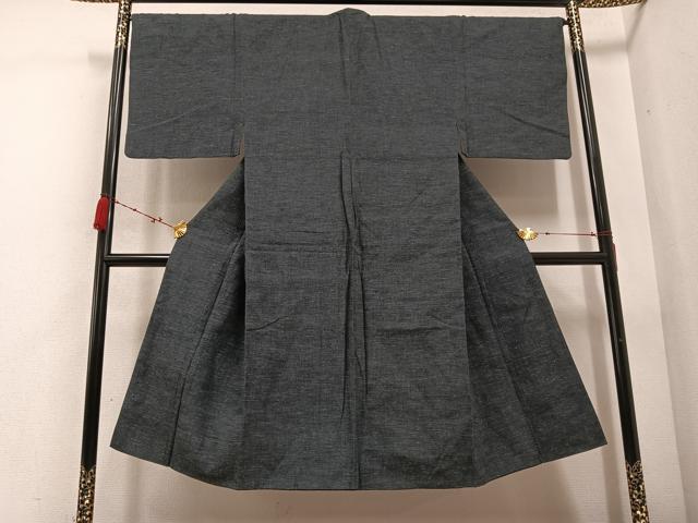 平和屋着物●男性 紬 消炭色 正絹 逸品 AABC9325ph