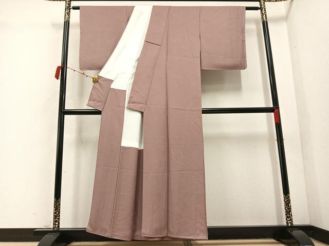 平和屋着物●上質な色無地 風景草花地紋 梅染色 正絹 逸品 未使用 AABC9326ph
