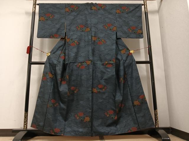 平和屋着物●本場大島紬 一元7マルキ 雲重ね花文 正絹 逸品 AABC9340ph