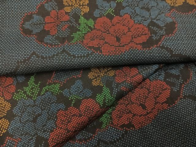 平和屋着物●本場大島紬 一元7マルキ 雲重ね花文 正絹 逸品 AABC9340ph