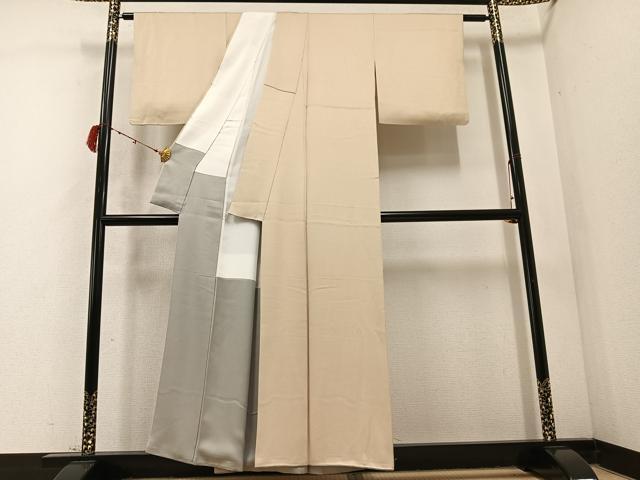 平和屋着物●上質な色無地 枯色 正絹 逸品 AABC9355ph