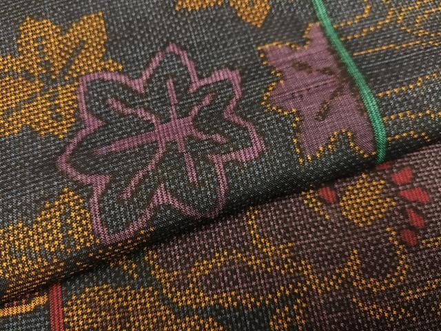 平和屋着物●本場大島紬 一元7マルキ 草花文 正絹 逸品 AABC9357ph