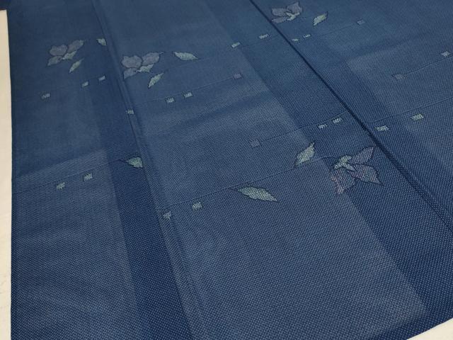 平和屋着物*夏物 小紋 紗 草花文 洗える着物 AABC9362jd