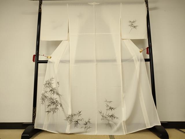 平和屋着物*夏物 訪問着 絽 笹竹文 魚 正絹 逸品 AABC9371jd