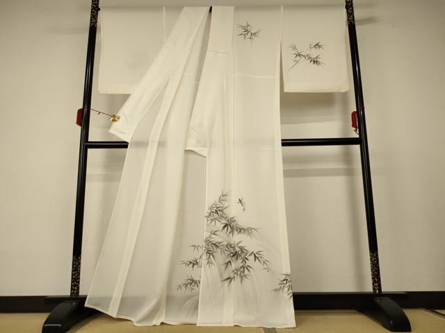 平和屋着物*夏物 訪問着 絽 笹竹文 魚 正絹 逸品 AABC9371jd