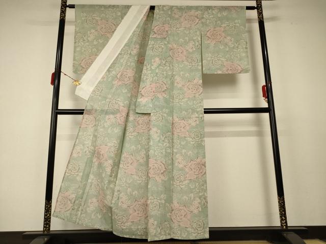 平和屋着物*夏物 本場大島紬 夏大島 薔薇 正絹 逸品 AABC9379jd