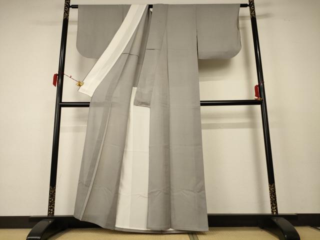 平和屋着物*夏物 色無地 紗 銀鼠色 正絹 逸品 AABC9384jd