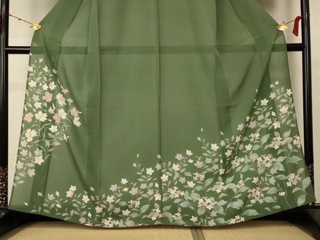 平和屋着物*夏物 訪問着 絽 草花文 金銀彩 正絹 逸品 AABC9385jd