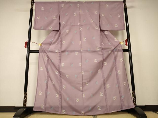 平和屋着物*夏物 小紋 絽 色紙花文 洗える着物 AABC9386jd