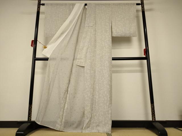 平和屋着物*夏物 小紋 絽 枝花文 正絹 逸品 AABC9398jd