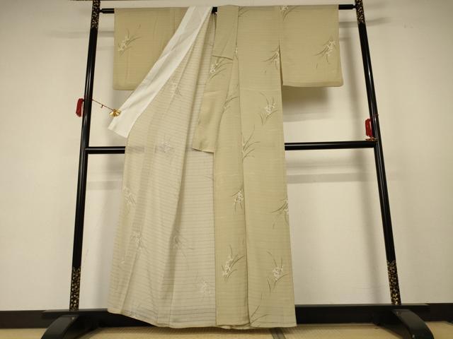 平和屋着物*夏物 小紋 絽 草花文 洗える着物 AABC9407jd