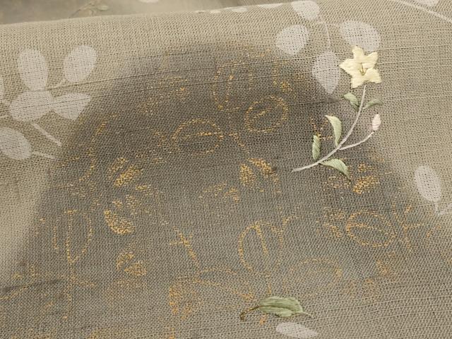 平和屋着物*夏物 絹芭蕉 訪問着 刺繍 遠山草花文 金彩 三越扱い 正絹 逸品 AABC9418jd