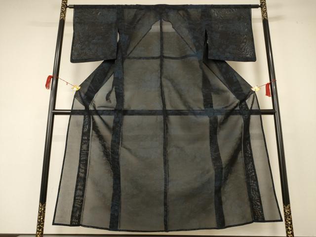 平和屋着物*夏物 小紋 紗 草花文 正絹 逸品 AABC9419jd