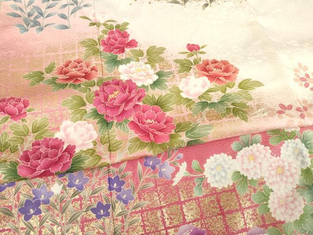 平和屋着物●豪華振袖 草花文 暈し染め 金彩 鈴乃屋扱い 正絹 逸品 AABC9471ck