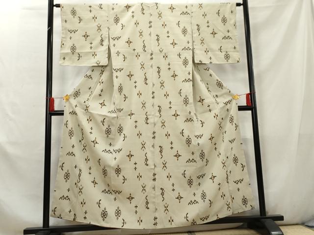平和屋着物■お召 幾何学柄 正絹 逸品 AABC9590cs