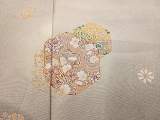 平和屋着物●訪問着 駒刺繍 舞花文 暈し染め 金彩 正絹 逸品 AABC9648ph