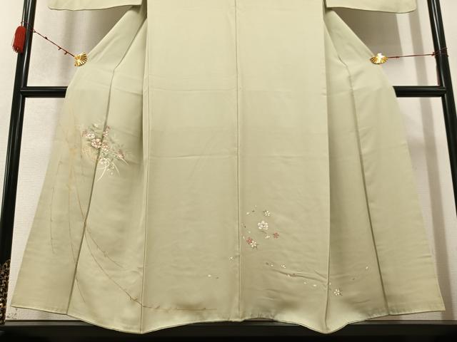平和屋着物●訪問着 駒刺繍 草花文 金彩 正絹 逸品 AABC9688ph