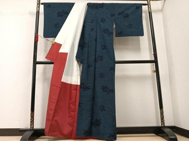 平和屋着物●結城紬 竜田川 正絹 逸品 AABC9718ph
