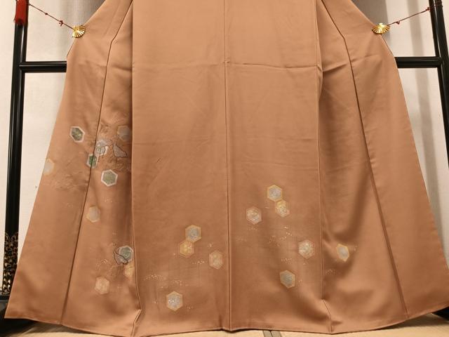 平和屋着物●訪問着 刺繍 群れ鳥亀甲文 金銀彩 正絹 逸品 AABC9773ph