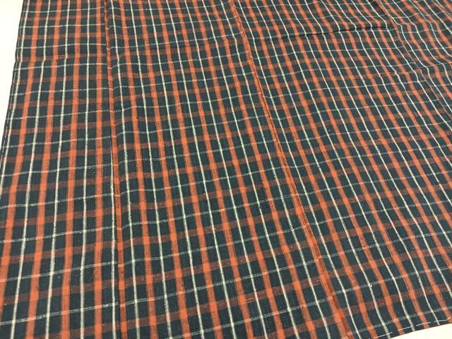 平和屋着物●上質な紬 格子 正絹 逸品 未使用 AABC9791ph