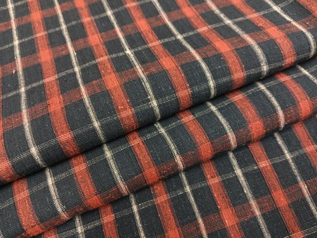 平和屋着物●上質な紬 格子 正絹 逸品 未使用 AABC9791ph