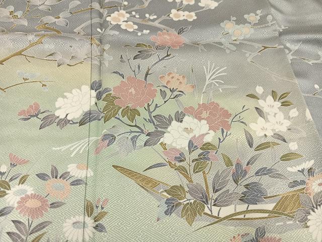 平和屋着物●訪問着 友禅 枝花船文 暈し染め 三越扱い 正絹 逸品 AABC9796ph