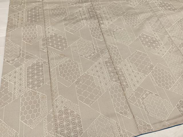 平和屋着物●上質な紬 亀甲文 正絹 逸品 AABC9834ph