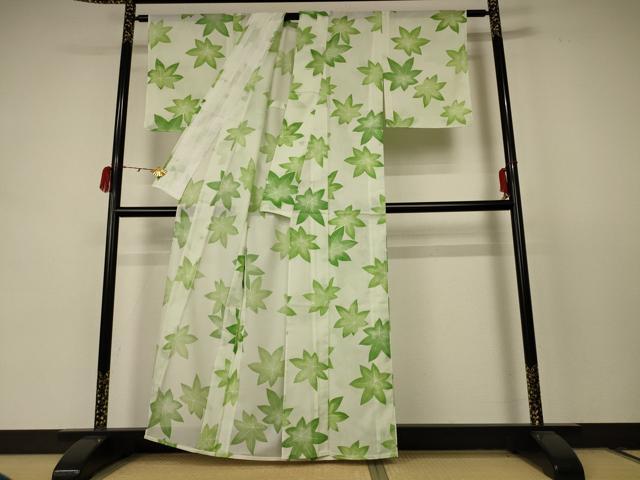 平和屋着物*夏物 小紋 絽 楓 洗える着物 AABC9847jd