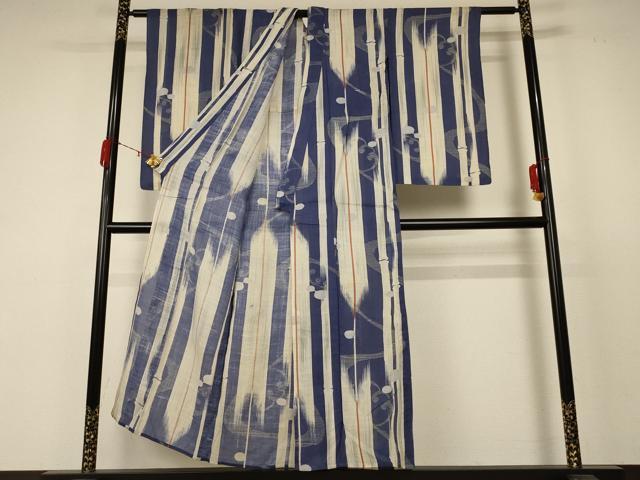 平和屋着物*夏物 アンティーク 大正ロマン 小紋 紗 立波文 AABC9856jd