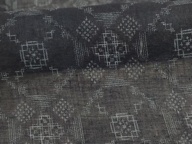 平和屋着物*夏物 上布 幾何学文様 麻 逸品 AABL5482ck