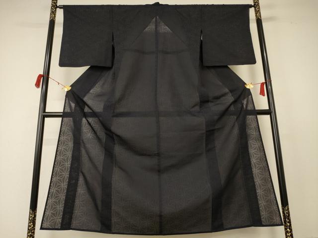 平和屋着物*夏物 小紋 紗 麻の葉文様 正絹 逸品 AABC9886jd