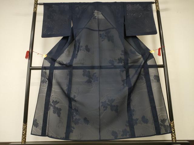 平和屋着物*夏物 色無地 絽 草花紋紗 褐返色 正絹 逸品 AABC9887jd