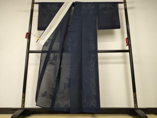 平和屋着物*夏物 色無地 絽 草花紋紗 褐返色 正絹 逸品 AABC9887jd