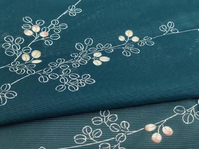 平和屋着物*夏物 小紋 絽 草花文 洗える着物 AABC9922jd