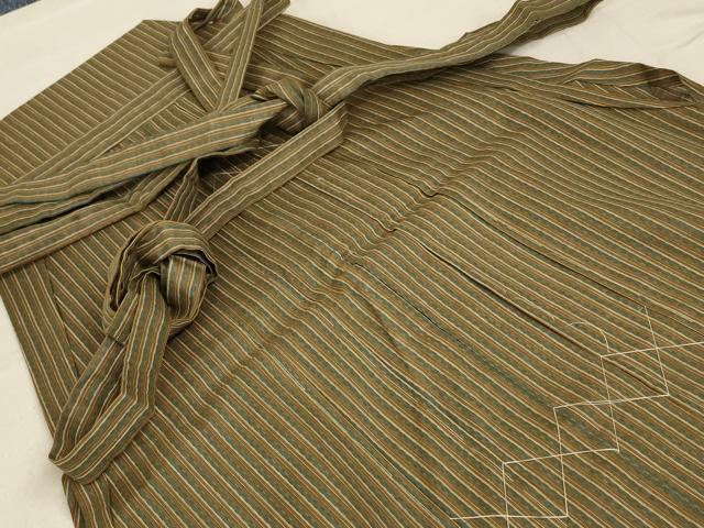 平和屋着物*夏物 男性 馬乗り袴 縞 正絹 逸品 AABC9957jd