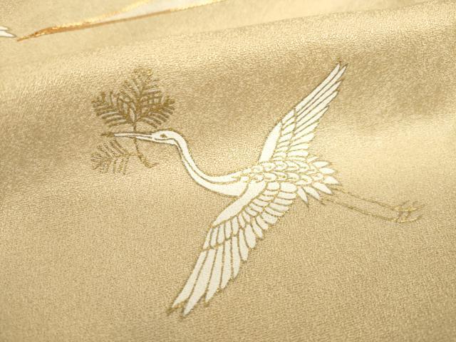 平和屋着物●豪華色留袖 駒刺繍 エ霞み飛鶴文 松喰い鶴 金彩 正絹 逸品 AABC9967ck