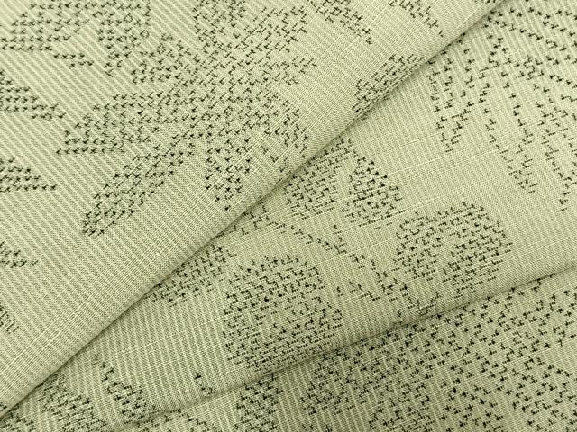 平和屋着物▽上質な紬 単衣 草葉文 正絹 逸品 未使用 AABD0005fy