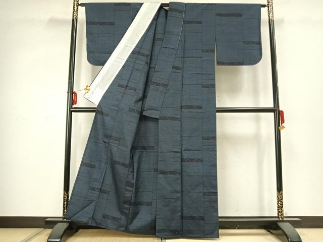 平和屋着物▽上質な紬 単衣 色紙文 正絹 逸品 未使用 AABD0011fy
