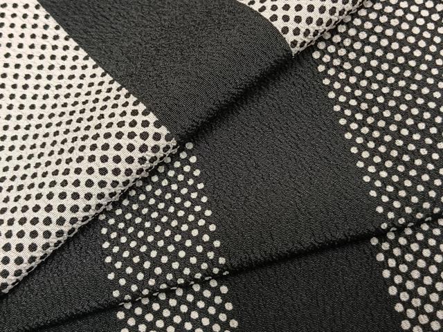 平和屋着物▽小紋 単衣 間道 黒地 洗える着物 AABD0021fy