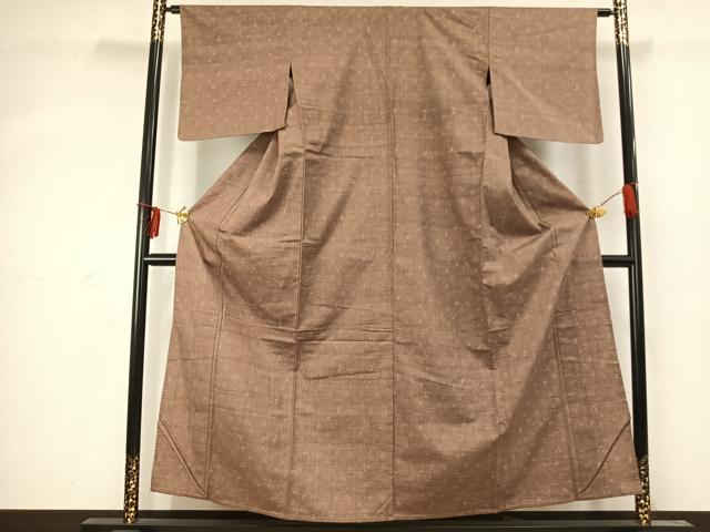平和屋着物▽上質な紬 単衣 十字絣 正絹 逸品 AABD0051fy