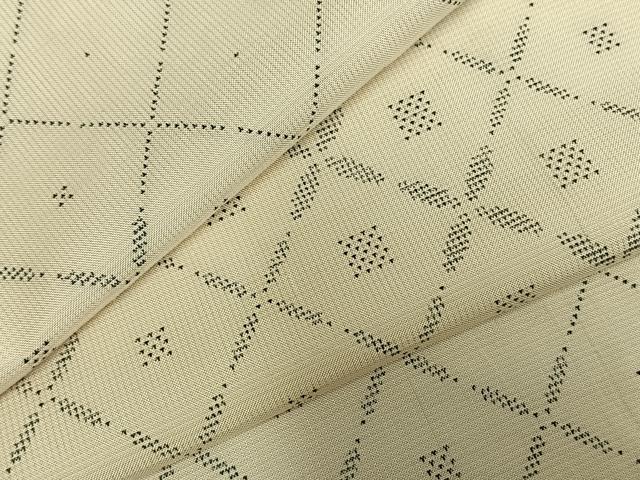 平和屋着物▽本場大島紬 単衣 白大島 菱文 隆紬工場 証紙付き 正絹 逸品 AABD0055fy