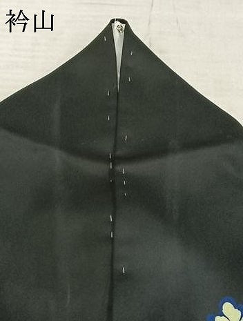 平和屋着物▽訪問着 単衣 草花文 黒地 正絹 逸品 AABD0056fy