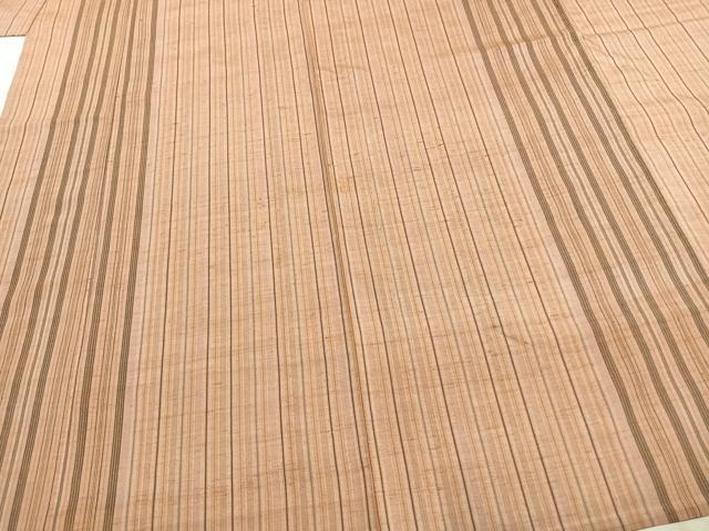 平和屋着物▽上質な紬 単衣 縞 正絹 逸品 AABD0059fy